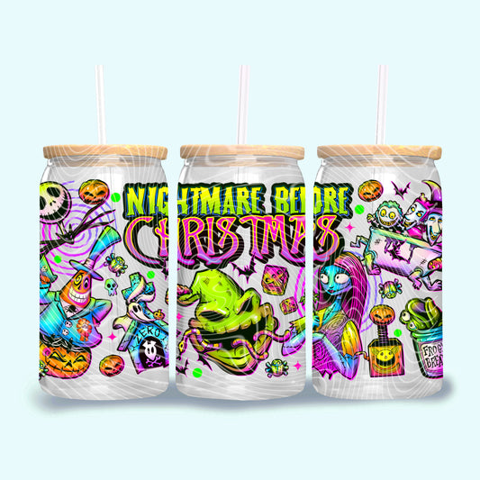 DTF Transfer UV Cup Wrap – Nightmare Before Christmas Neon Style