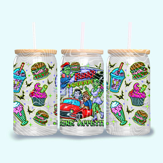 DTF Transfer UV Cup Wrap – Monster Diner Date Night “Bone Appétit” Design
