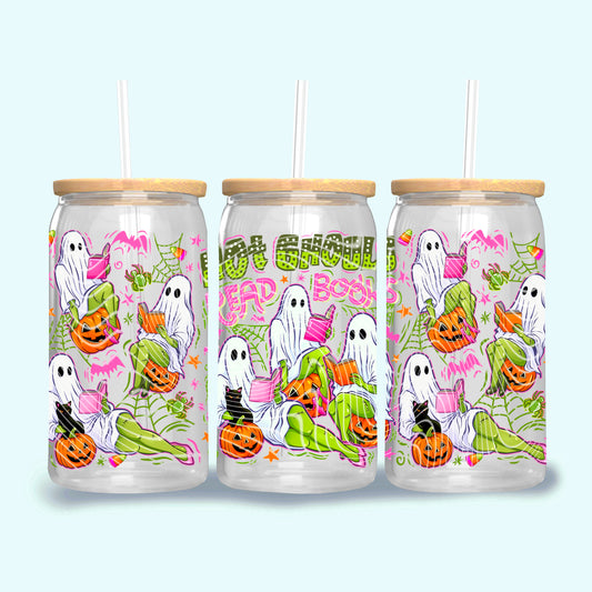 DTF Transfer UV Cup Wrap – Hot Ghouls Read Books Halloween Pin-Up Ghost Design