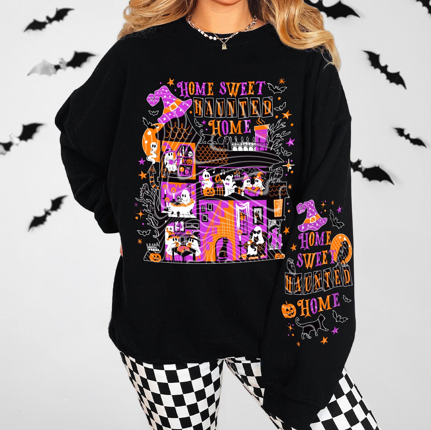 DTF Transfer – Home Sweet Haunted Home Ghost Party House