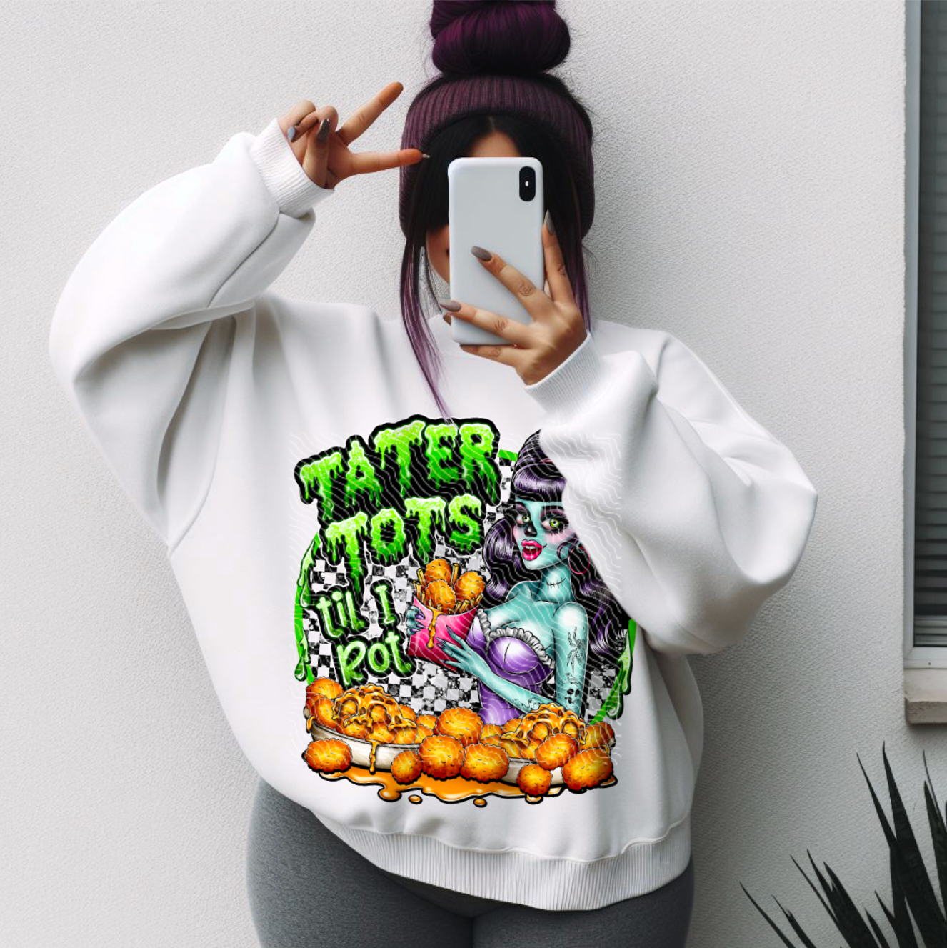 DTF Transfer Humor Tater Tots Or Die Sleeve Print Offered