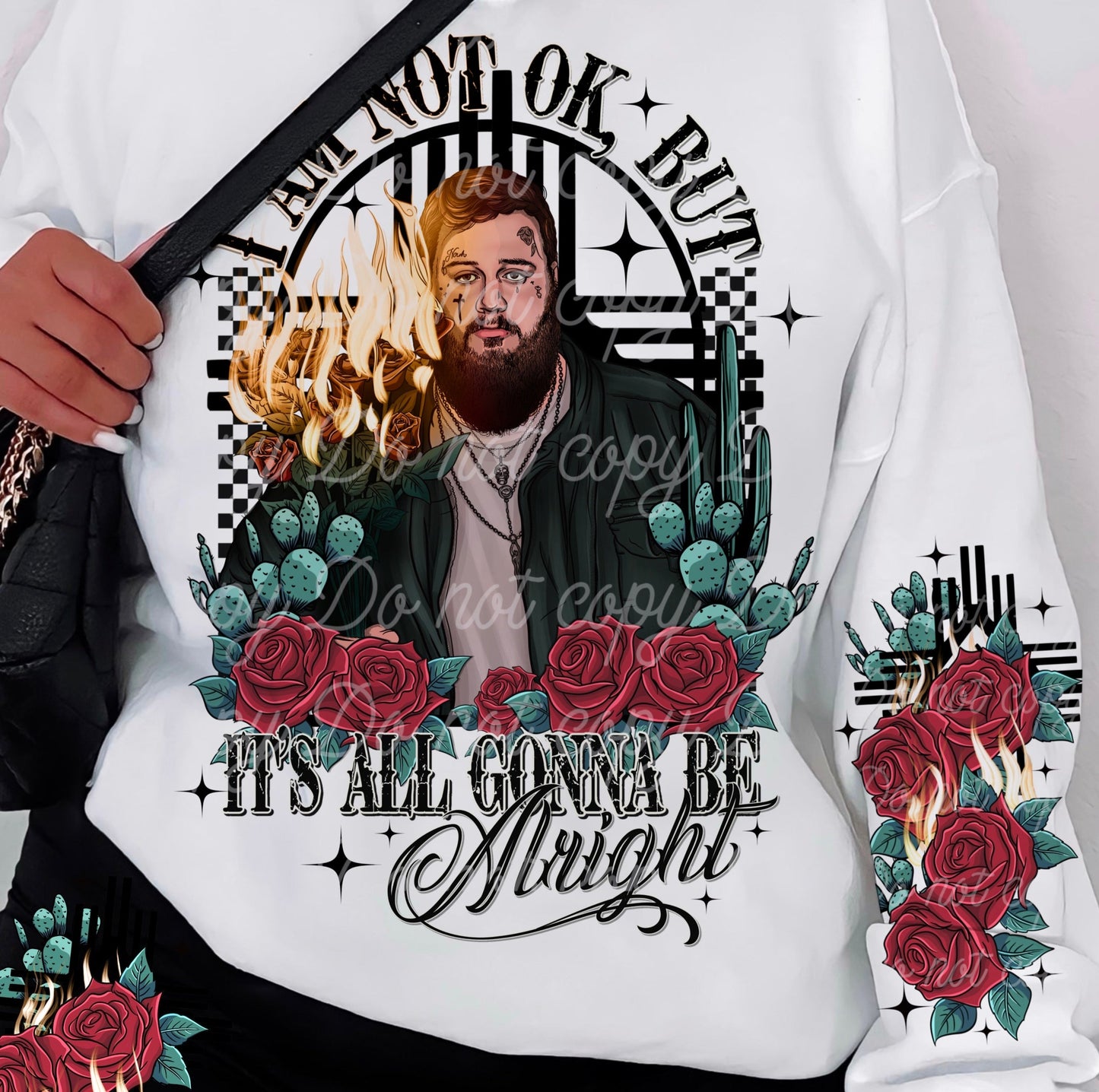DTF Transfer Western Jelly Roll I Am Not Ok ? Sleeve Print