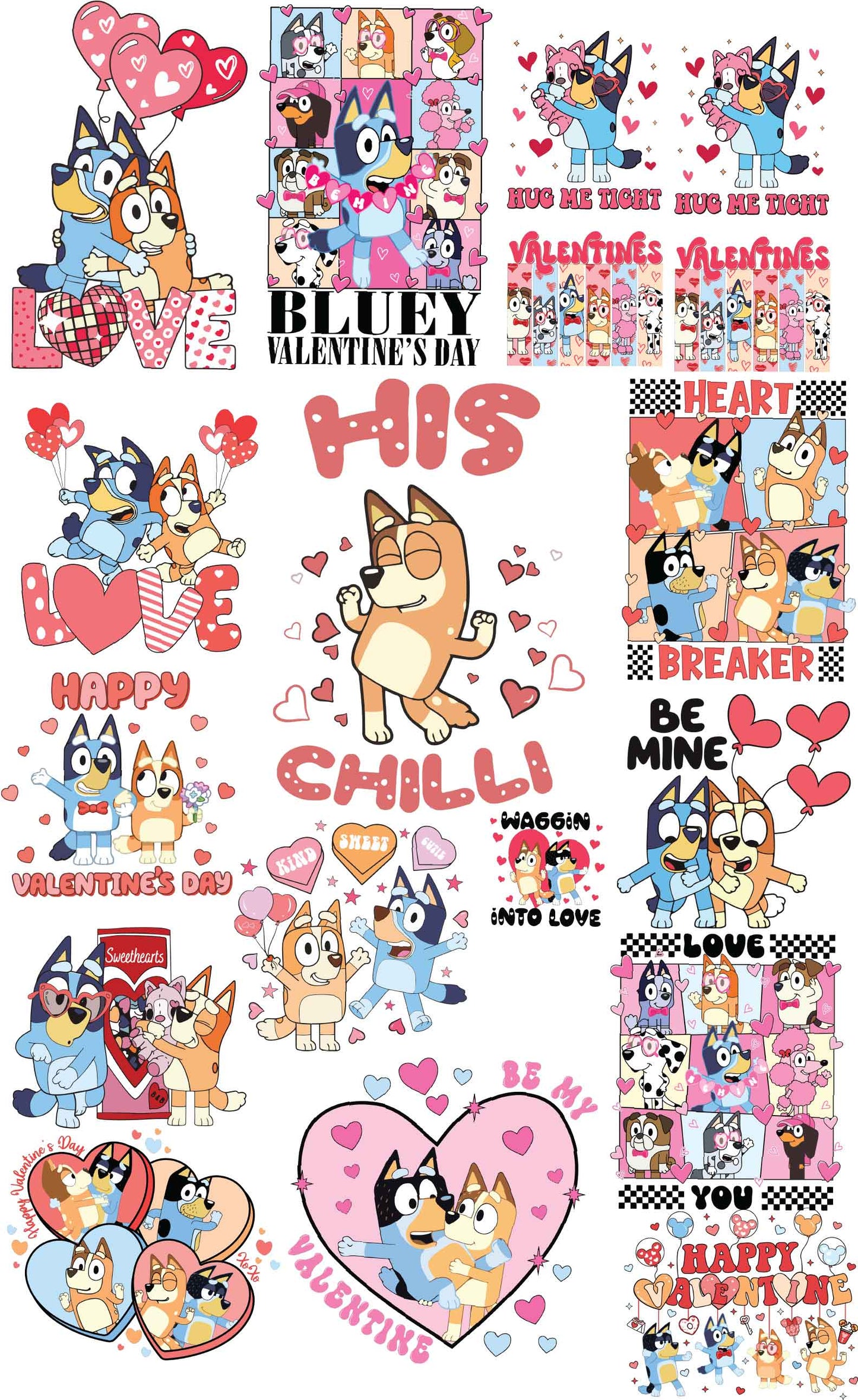 Premade Gangsheets DTF Valentines Blue & Friends