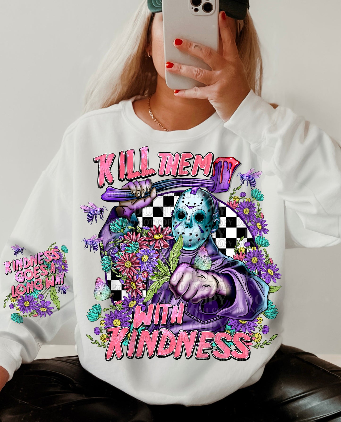 DTF Transfer Jason Kill Them w/ Kindness Pink