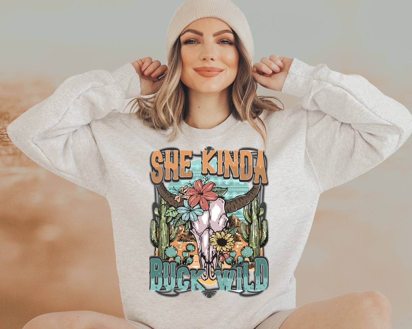 Buck Wild T-Shirt Sweatshirt - Summer Western She Kinda Vibes