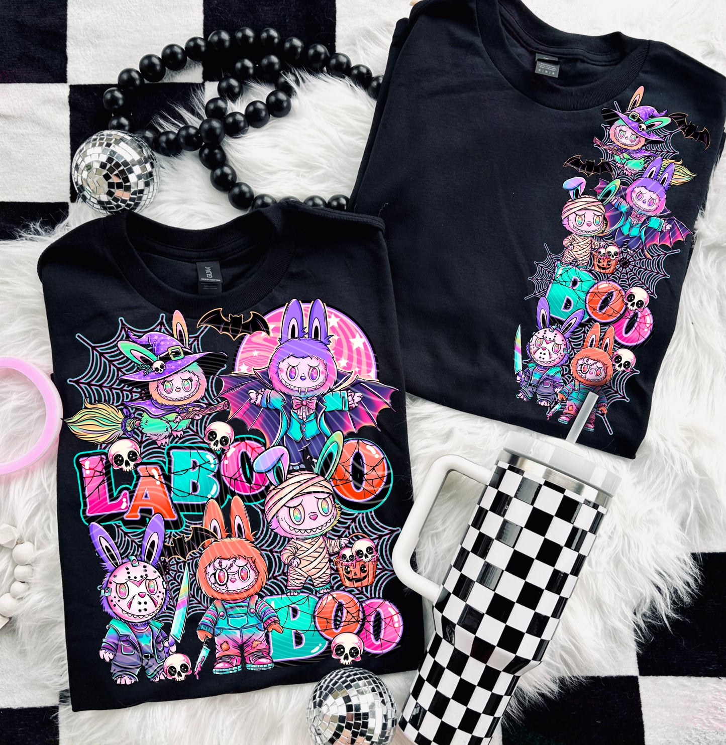DTF Transfer – LaBOOO BOO Halloween Bunny Squad with Costumes, Skulls