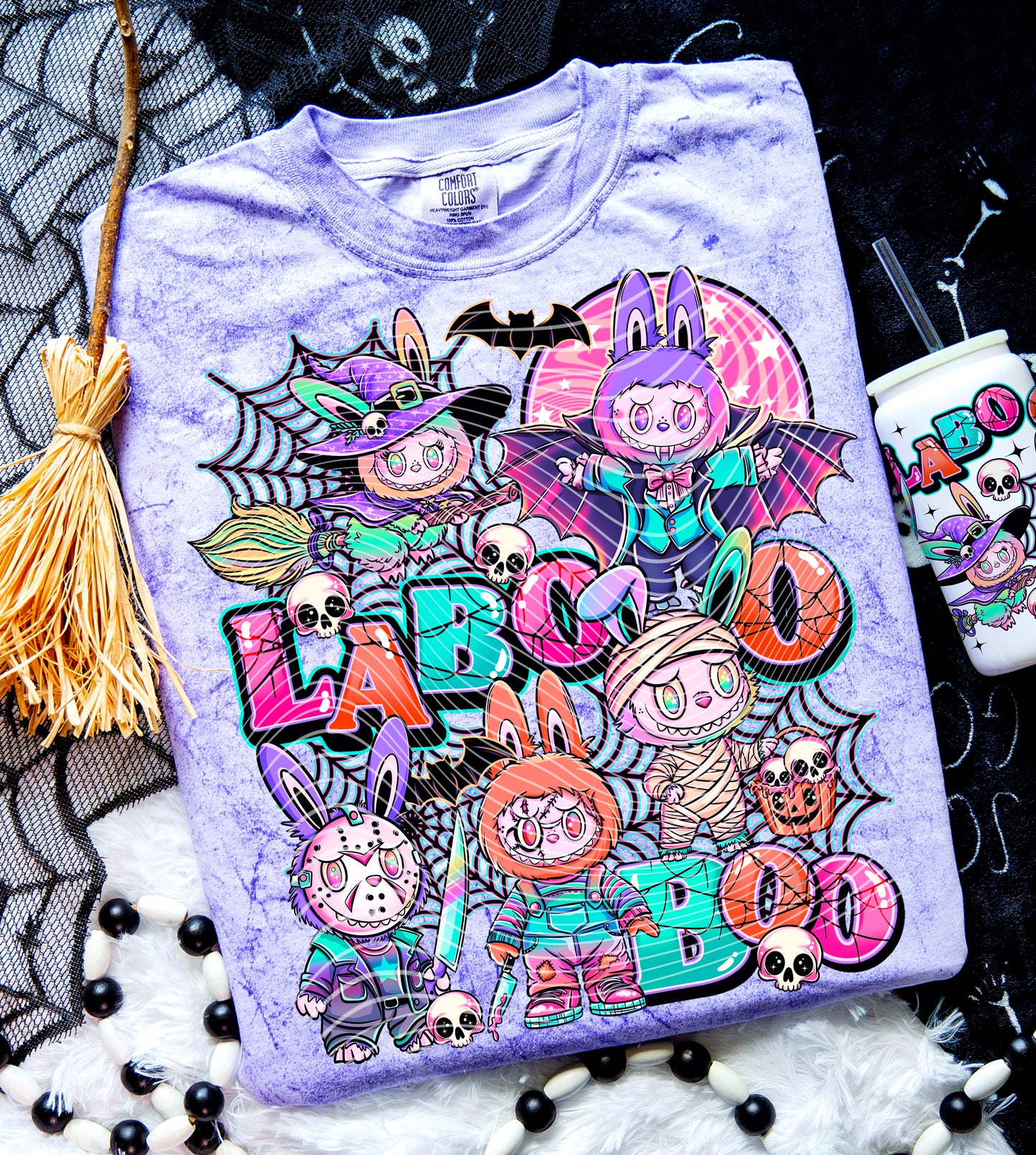 DTF Transfer – LaBOOO BOO Halloween Bunny Squad with Costumes, Skulls