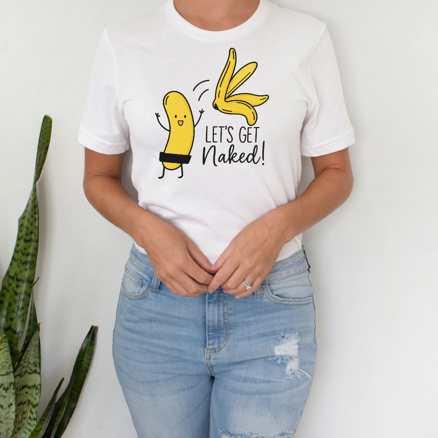 DTF Transfer Let’s Get Naked – Funny Banana Peel Cartoon Graphic