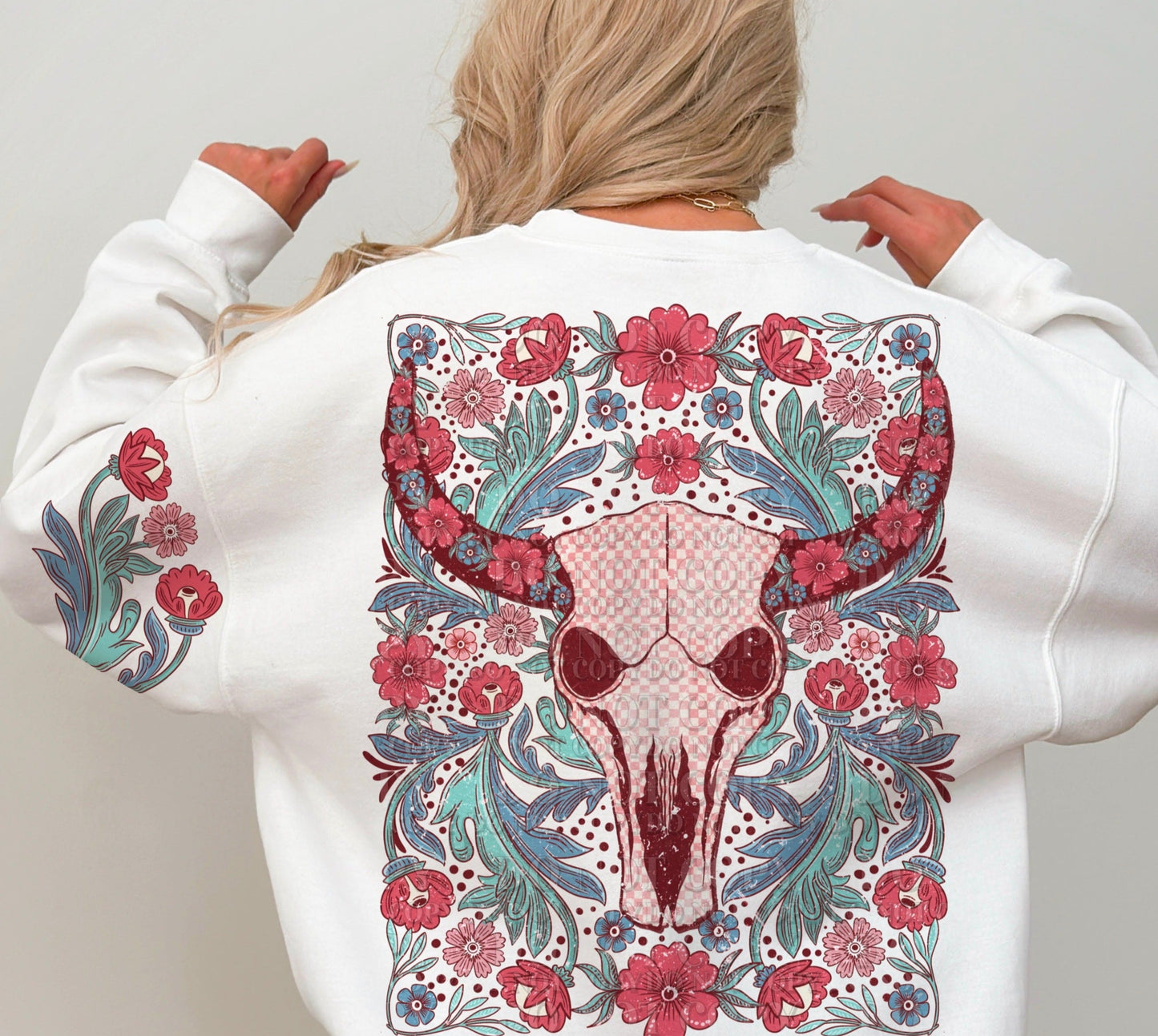 Boho Skull T-ShirtSweatshirt Design - With or Without Sweet Land Of Liberty