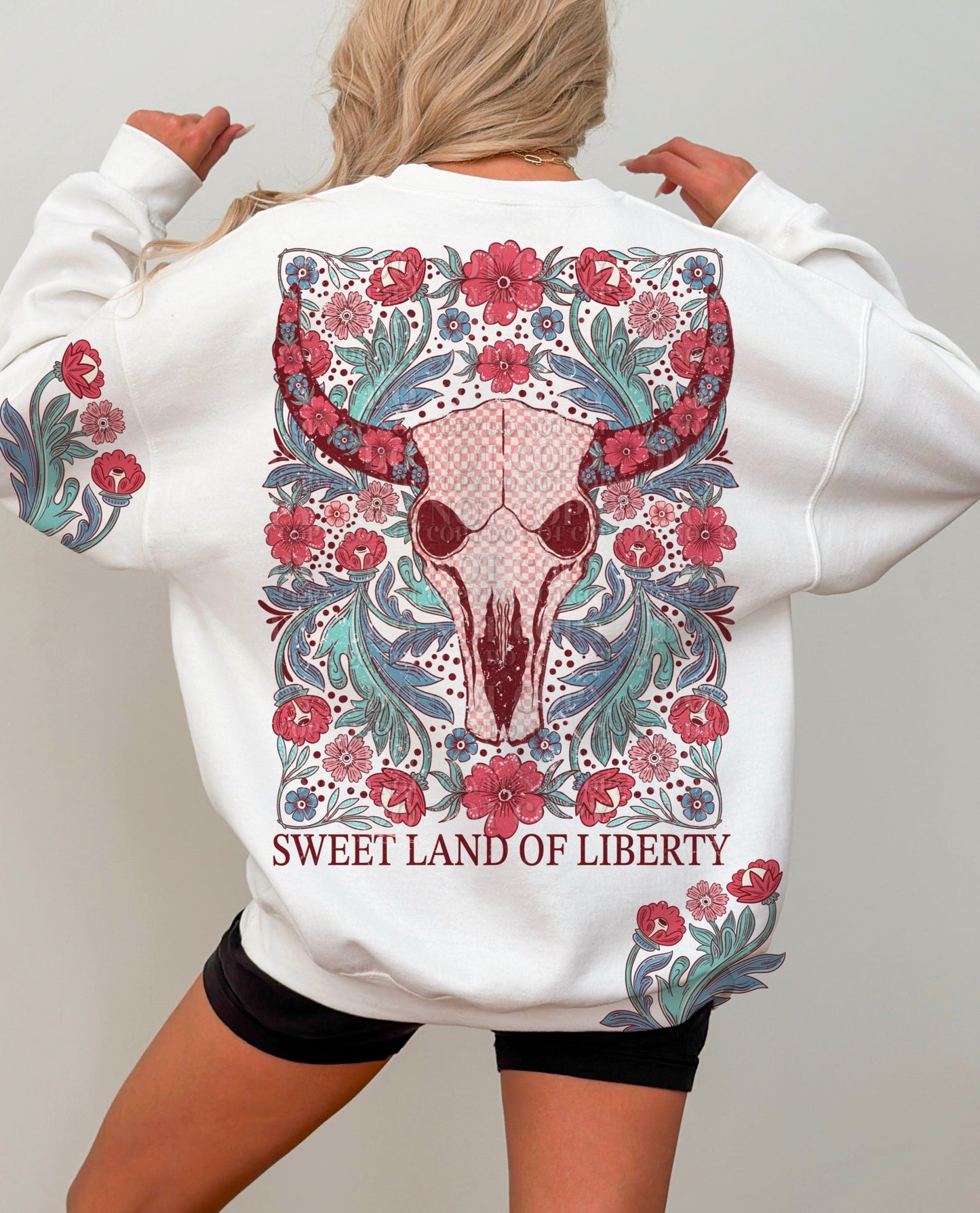 Boho Skull T-ShirtSweatshirt Design - With or Without Sweet Land Of Liberty