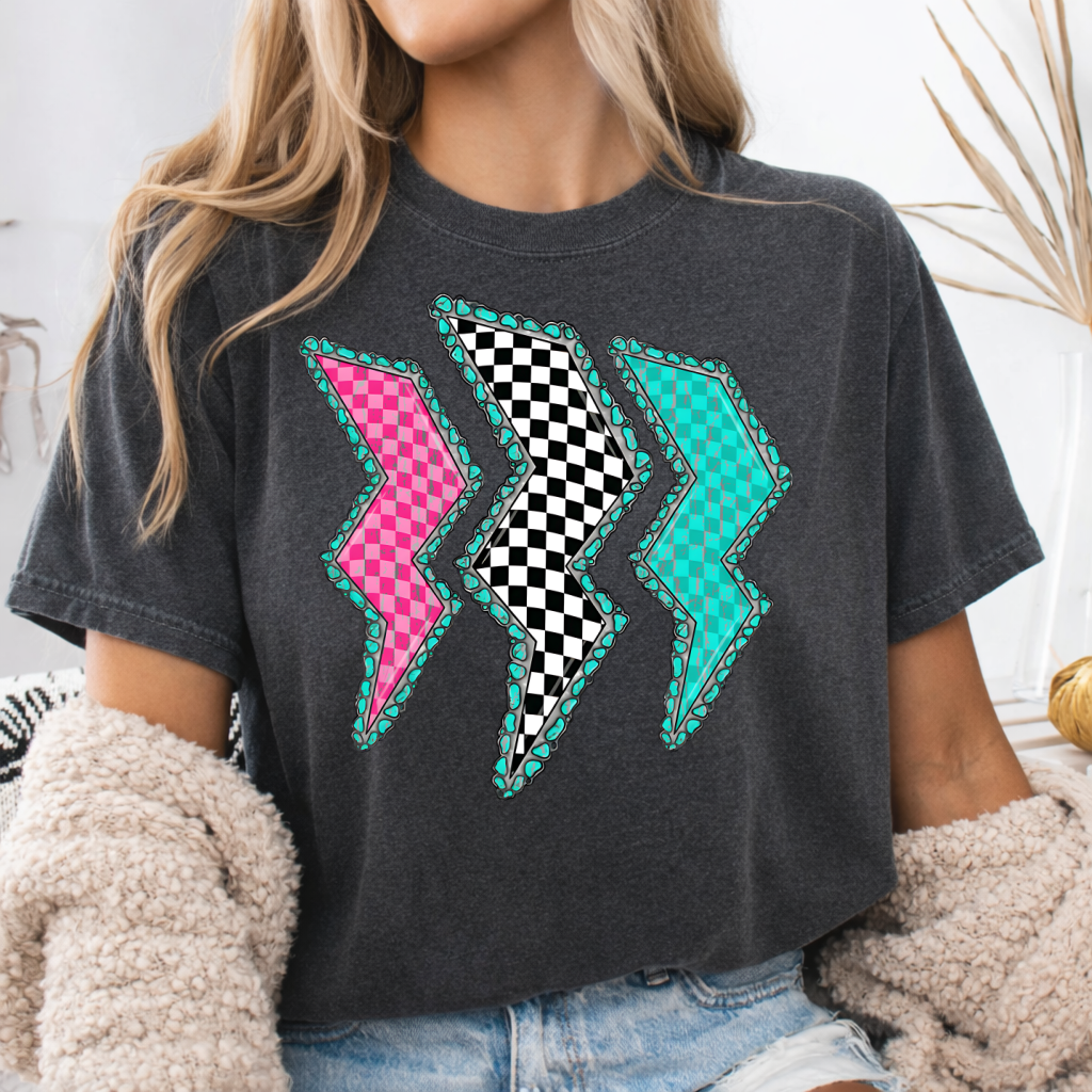 DTF Transfer Western – Retro Lightning Bolt Trio