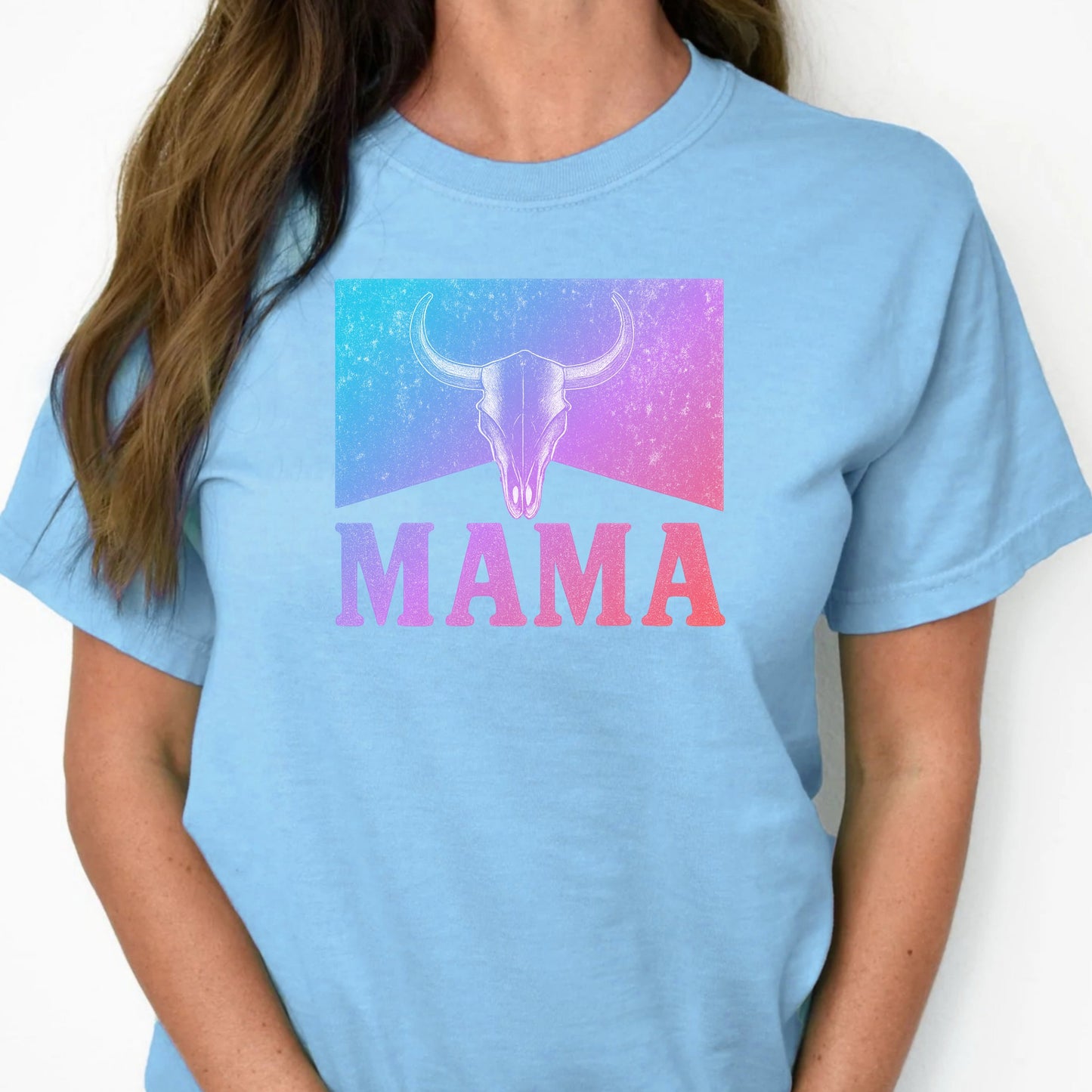 DTF Transfer Western Mama โ Bull Skull Country Design