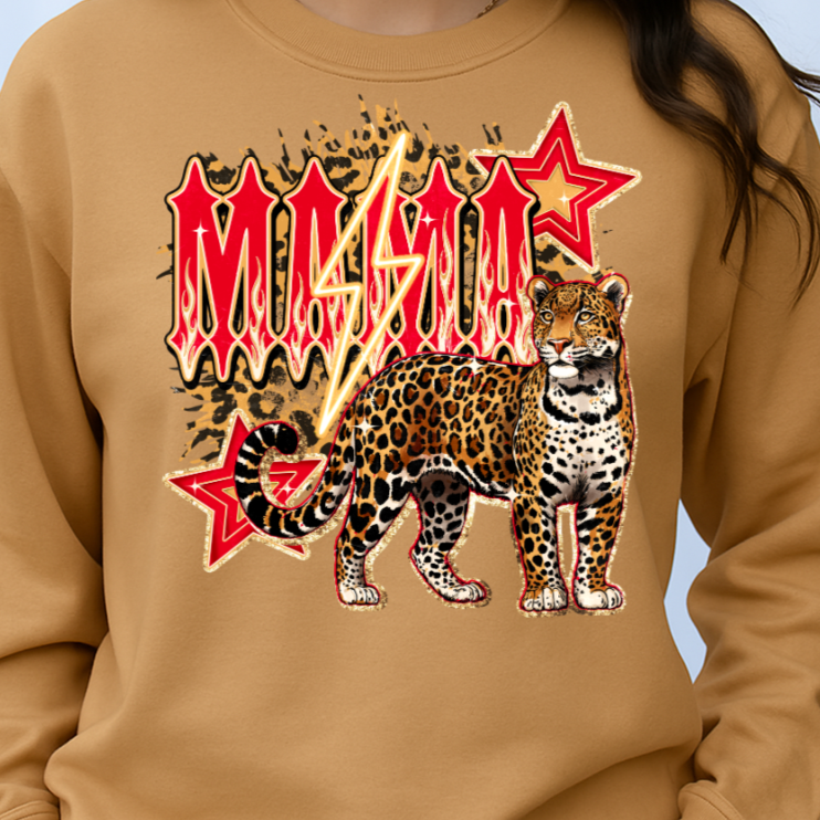 DTF Transfer Mama Leopard – Lightning Bolt Wild Star Print