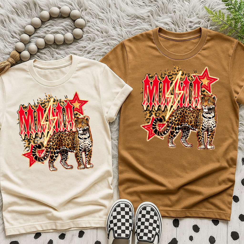 DTF Transfer Mama Leopard – Lightning Bolt Wild Star Print