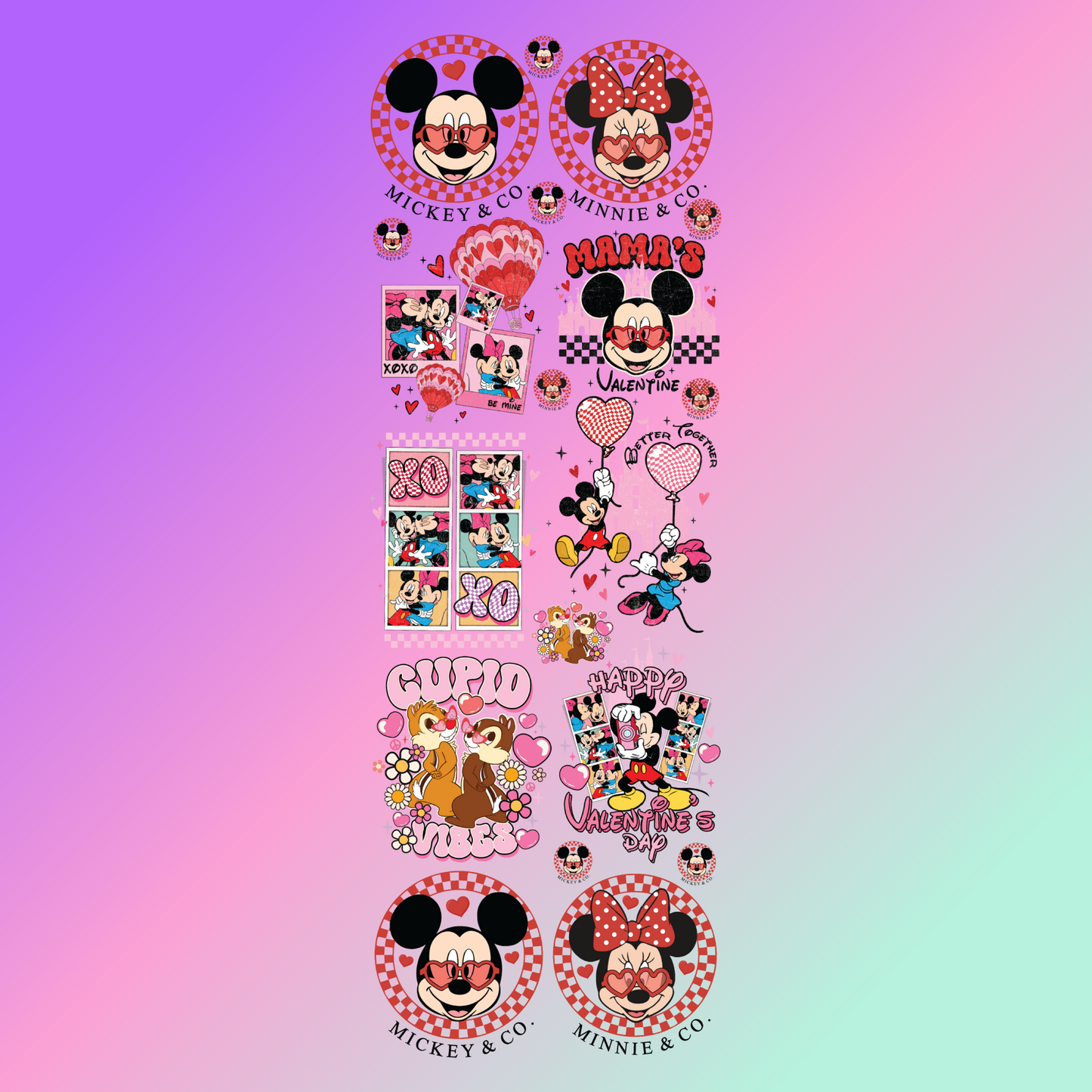 22" Wide Premade Gang Sheets Valentines