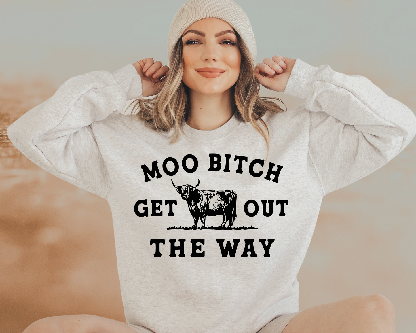 DTF Transfer Humor Cow Moo Bitch Out Of the Way