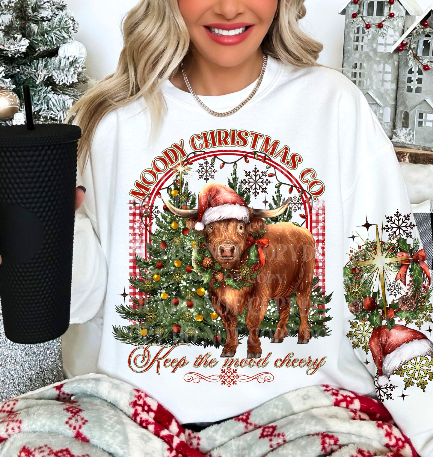 DTF Transfer Western Christmas - Moody Christmas Co Keep The Mood Cheery