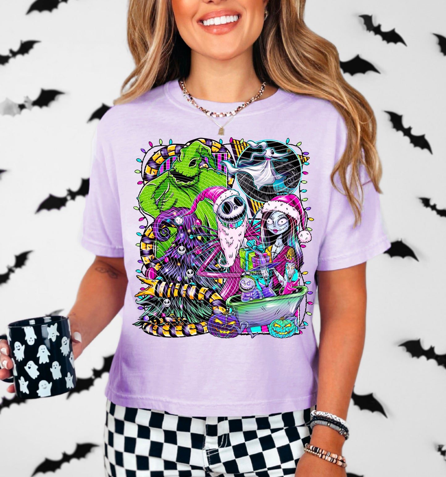 DTF Transfer – Spooky Christmas Crew with Jack, Sally, Boogie & Ghost Dog