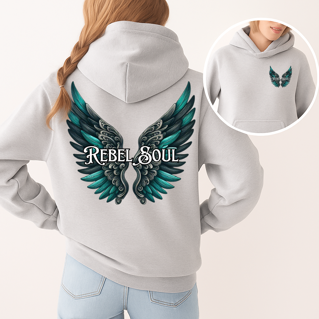 DTF Transfer Rebel Soul – Grunge Angel Wings with Attitude Design