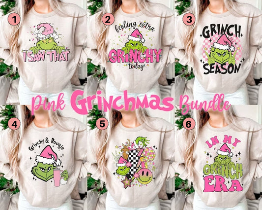 DTF Transfer Christmas Pink Grinch  Bundle