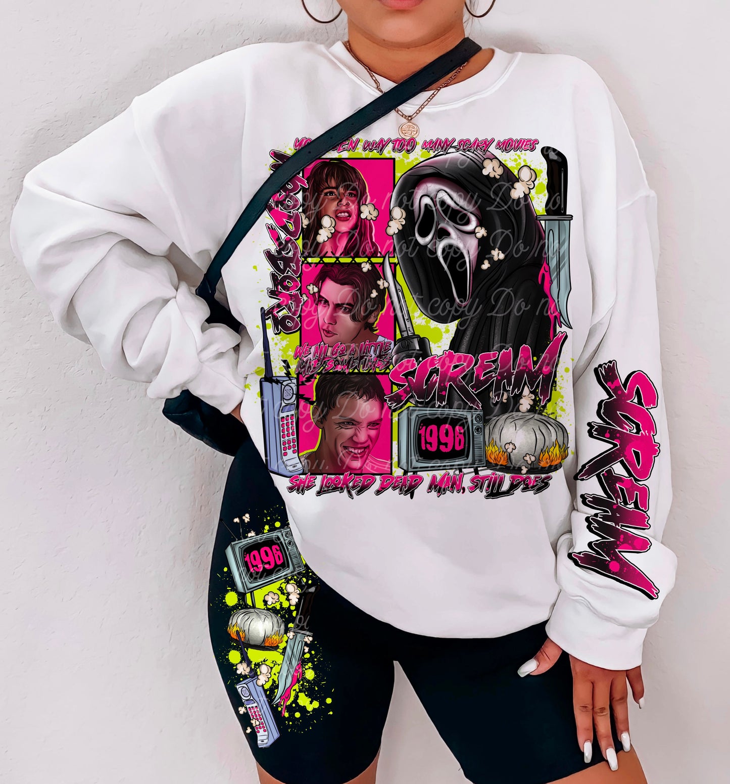 T-Shirt Sweatshirt or Hoodie Scream Parody Sleeve print offered