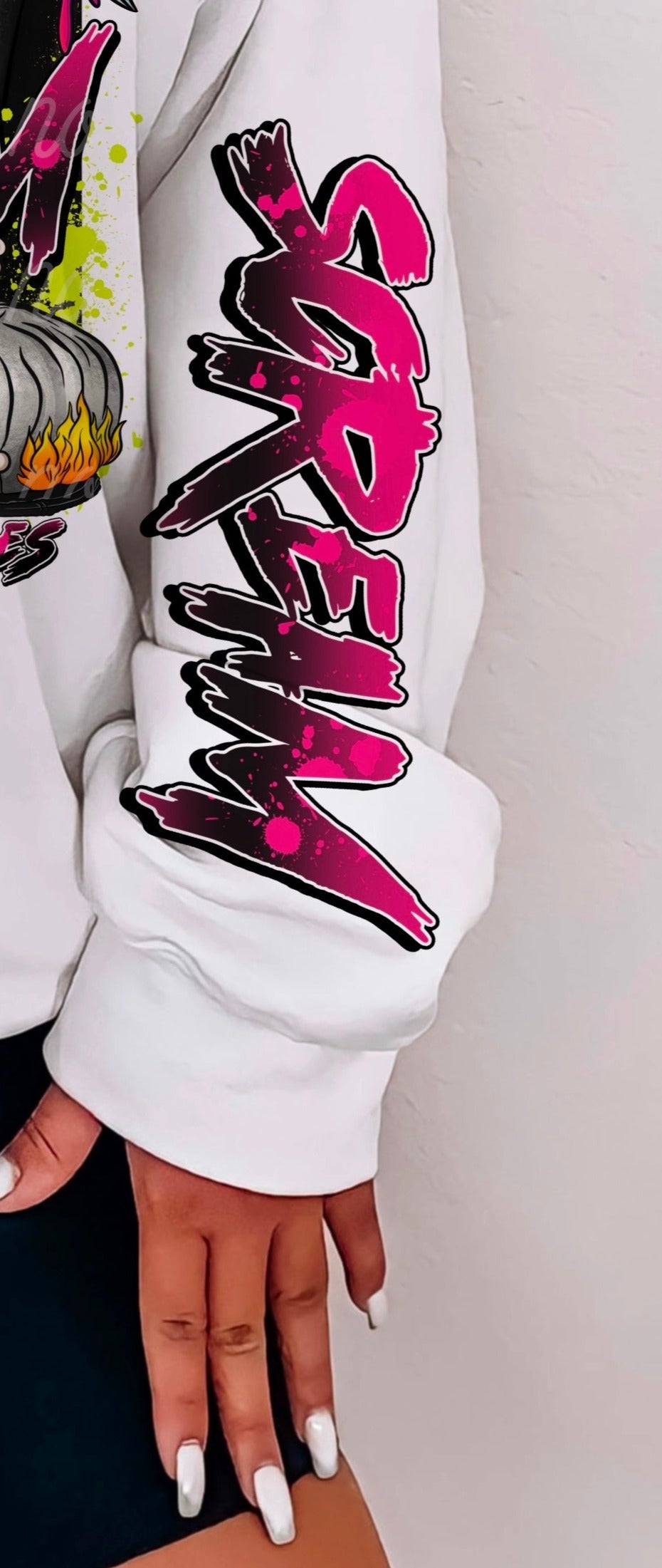 T-Shirt Sweatshirt or Hoodie Scream Parody Sleeve print offered