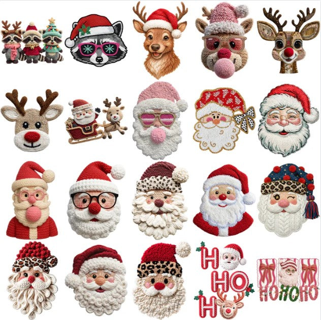 120 Cartoons CHRISTMAS Yarn Style Designs Bundle PNG DOWNLOAD