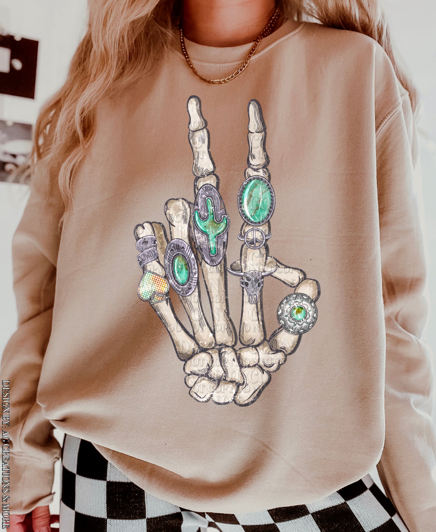 DTF Transfer Country Skull Hand