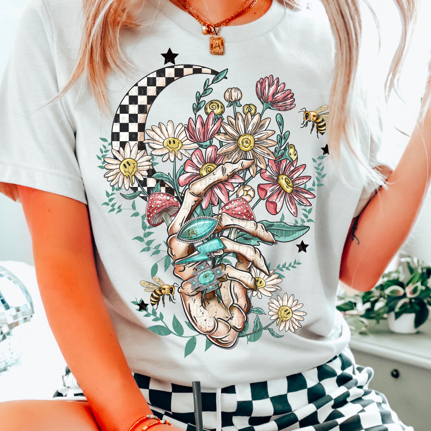 DTF Transfer Skull Hands Western Style Sleeve Print Offered