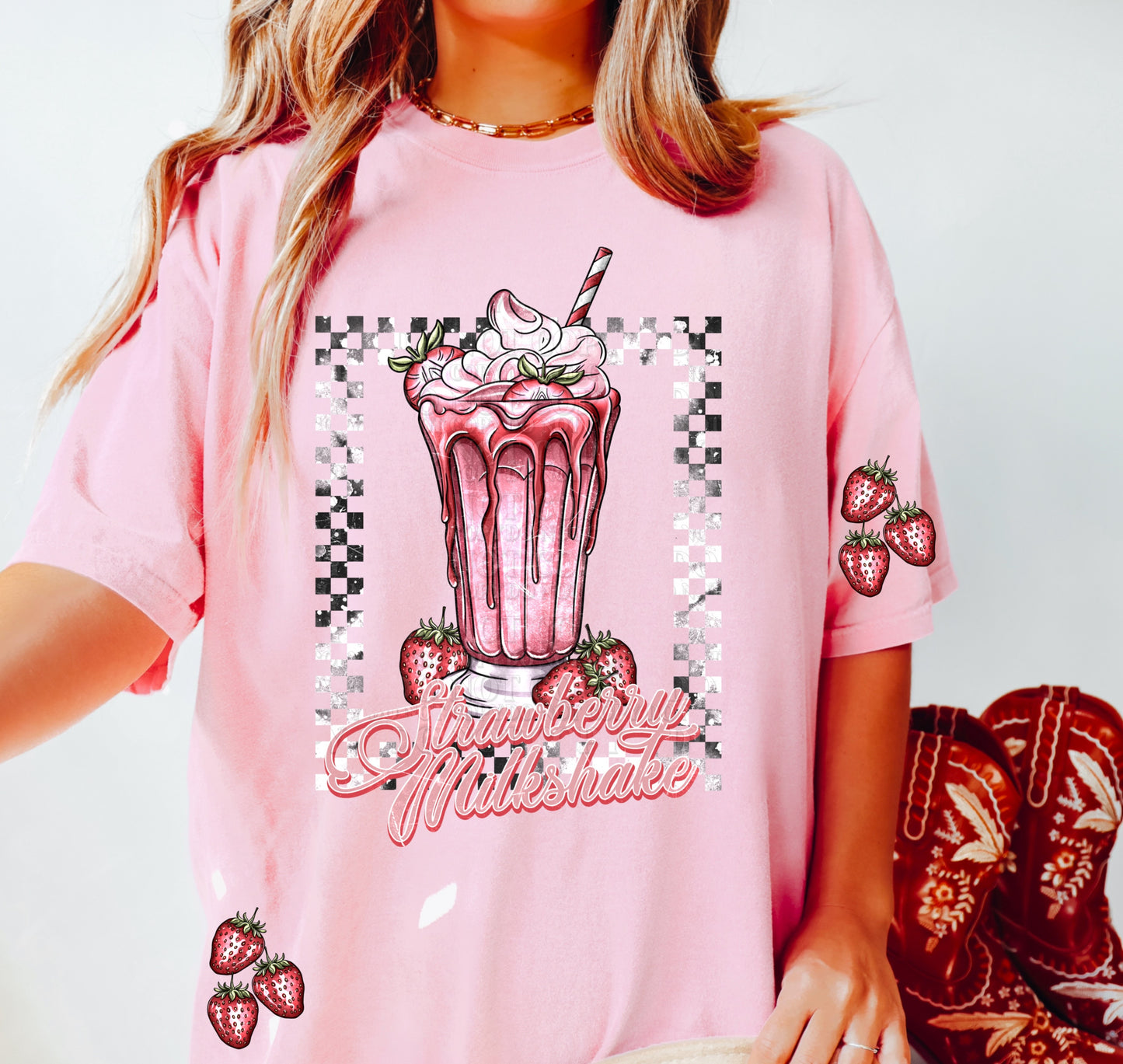 DTF Transfer Valentines Strawberry MilkShake Sleeve offered