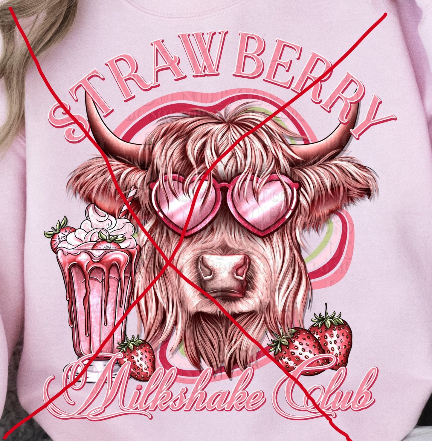 DTF Transfer Valentines Strawberry Milkshake Cow Sleeve offered
