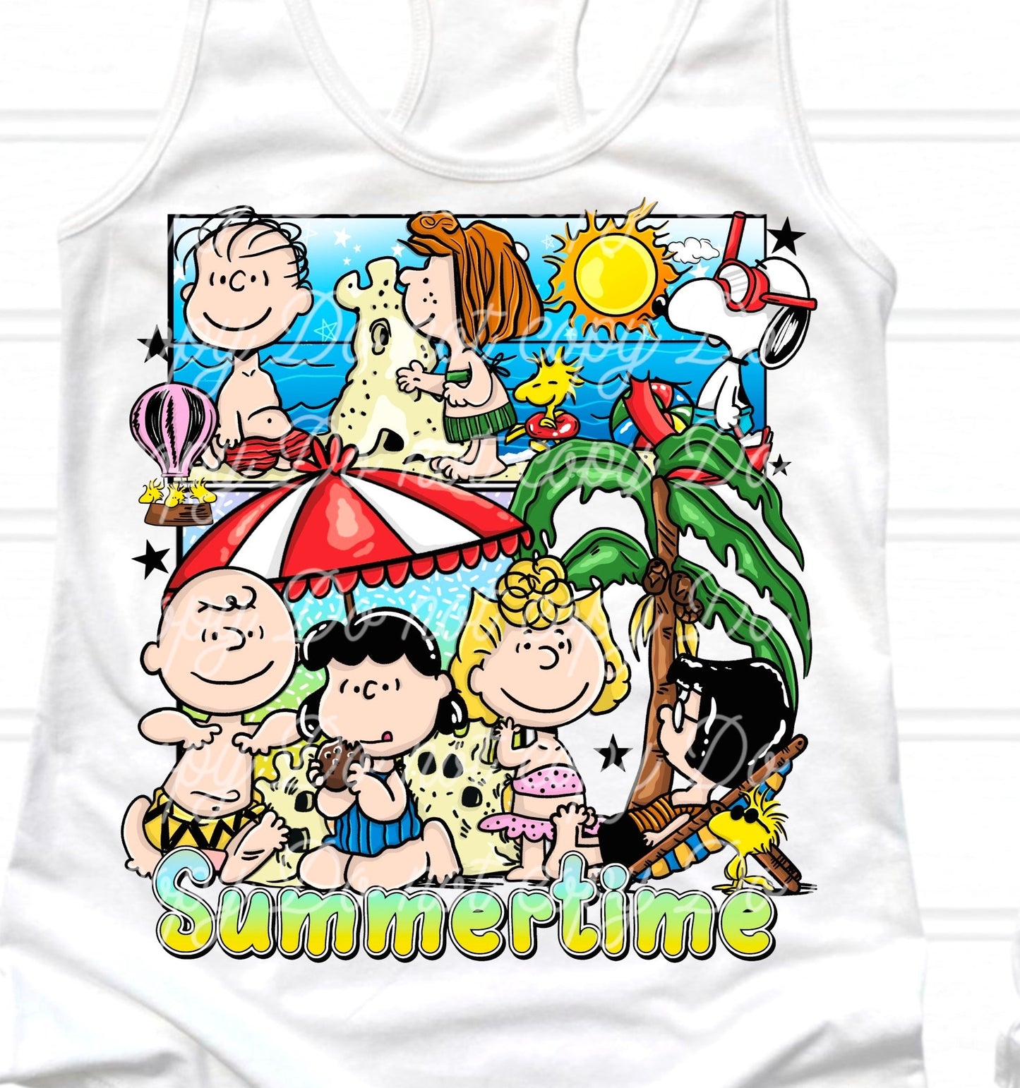 DTF Transfer Summer Time Peanuts At The Beach