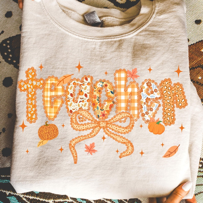 Teacher Fall Coquette – Preppy Teacher Autumn – Teach Love Inspire garment preview