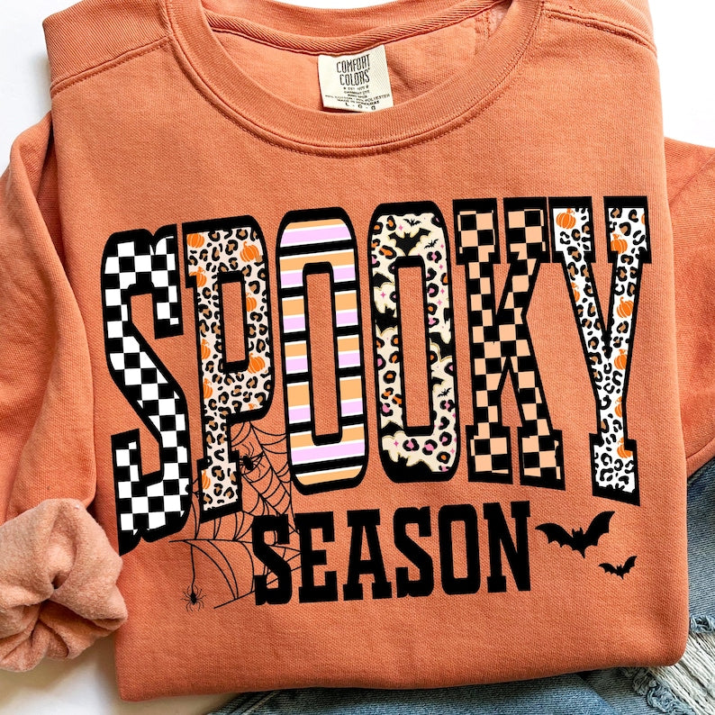 Retro Halloween Spooky Coquette design on sweatshirt