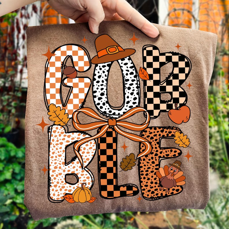 Gobble Turkey Girl Kid Toddler – Thanksgiving Kid – Thankful Shirt Design garment preview
