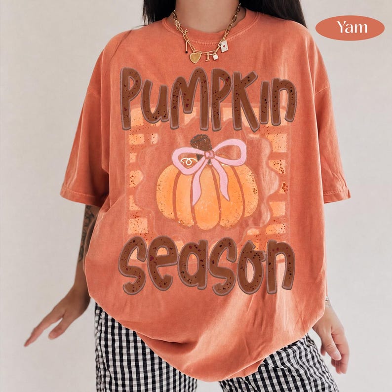 Pumpkin Season – Coquette Bow Fall – Cute Pumpkin Pink Bow Design garment preview