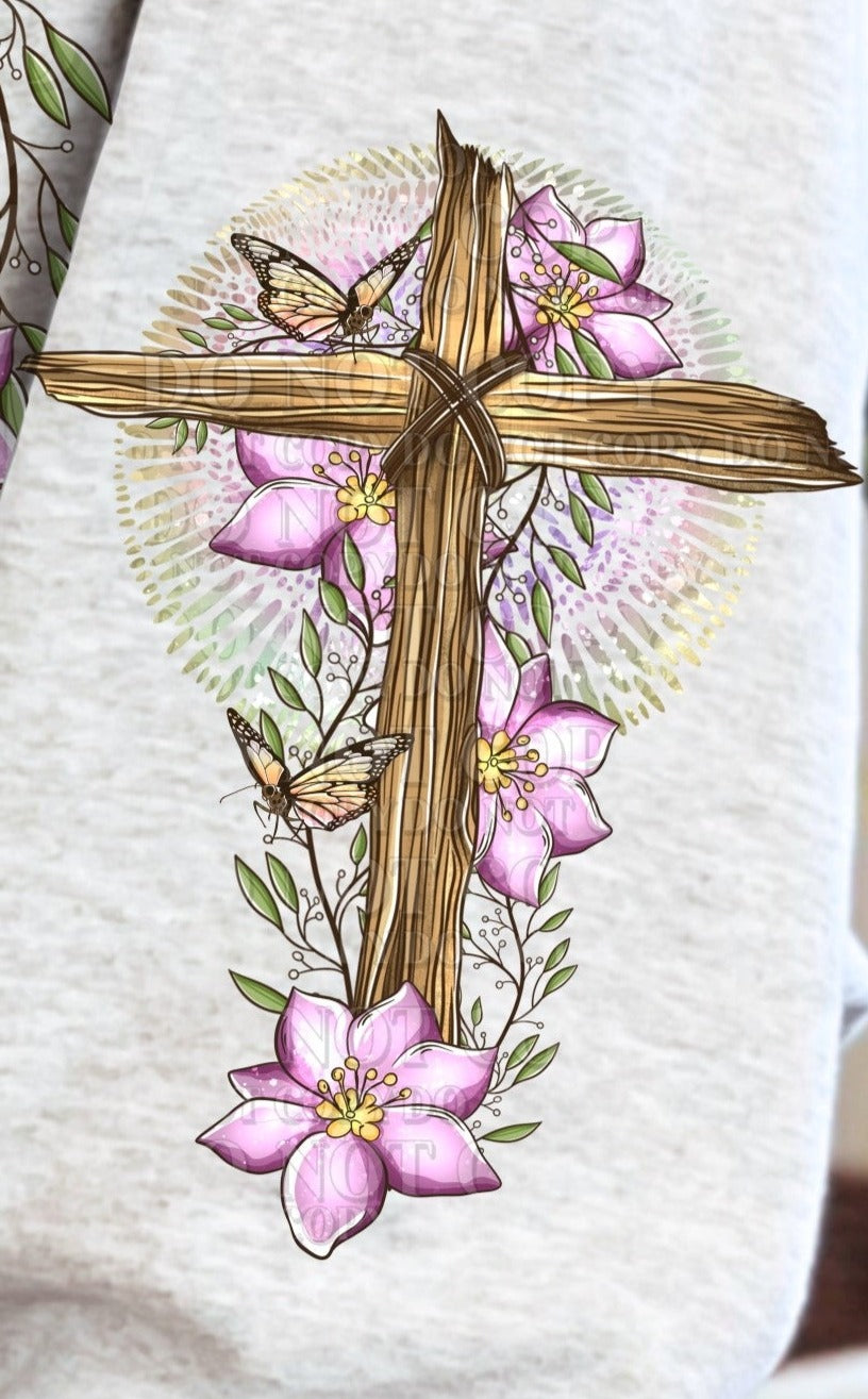 DTF Transfer Christian Easter Cross Has final Word Sleeve offered