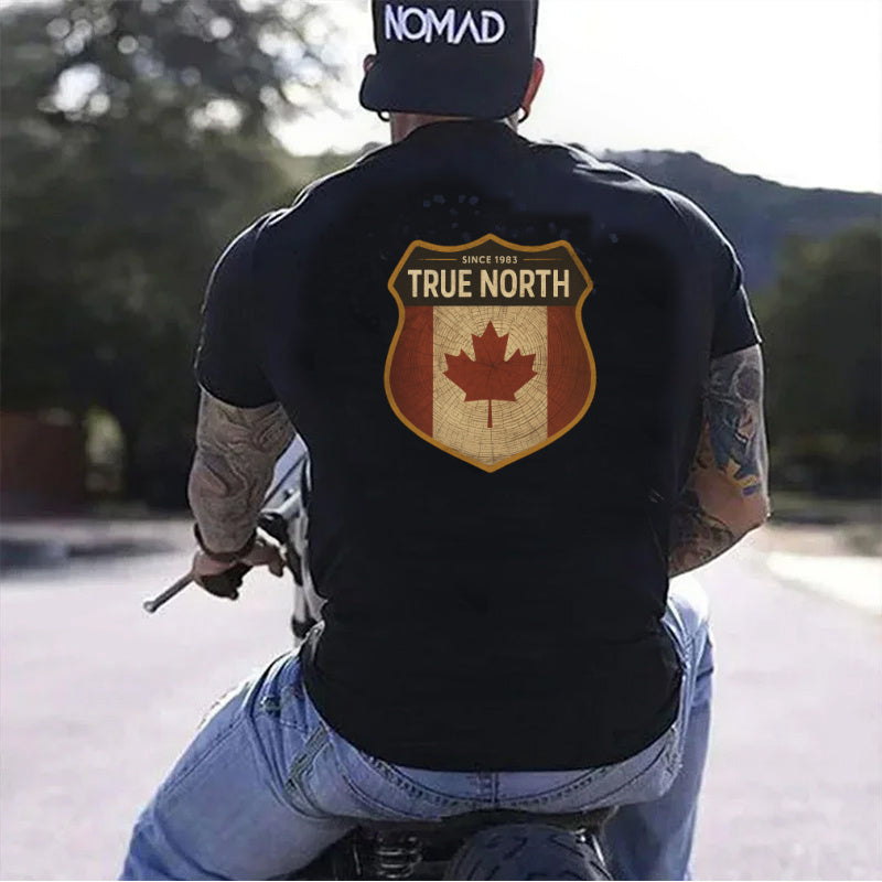 DTF Transfer – True North Canadian Shield Maple Leaf Design