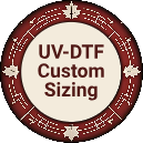 UV-DTF Custom Sizing label with decorative border