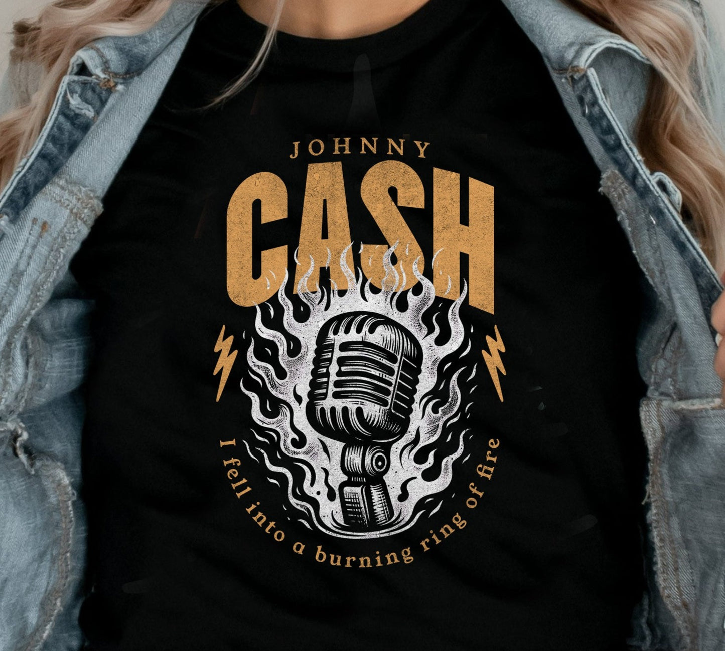 DTF Transfer Western Jonny Cash Ring Of Fire