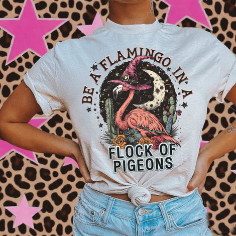 T-Shirt Tee's Or Sweatshirt Summer Be A Flamingo World OF Pigons