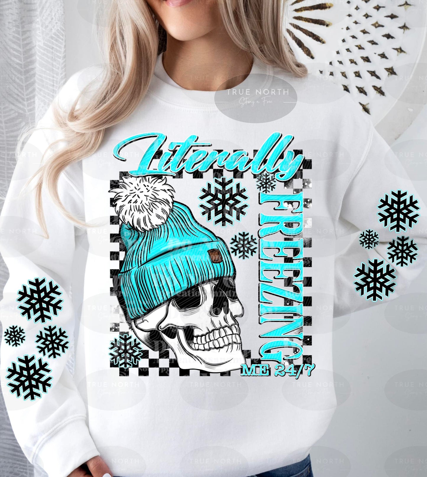 DTF Transfer Christmas Literally Freezing + Sleeve offered