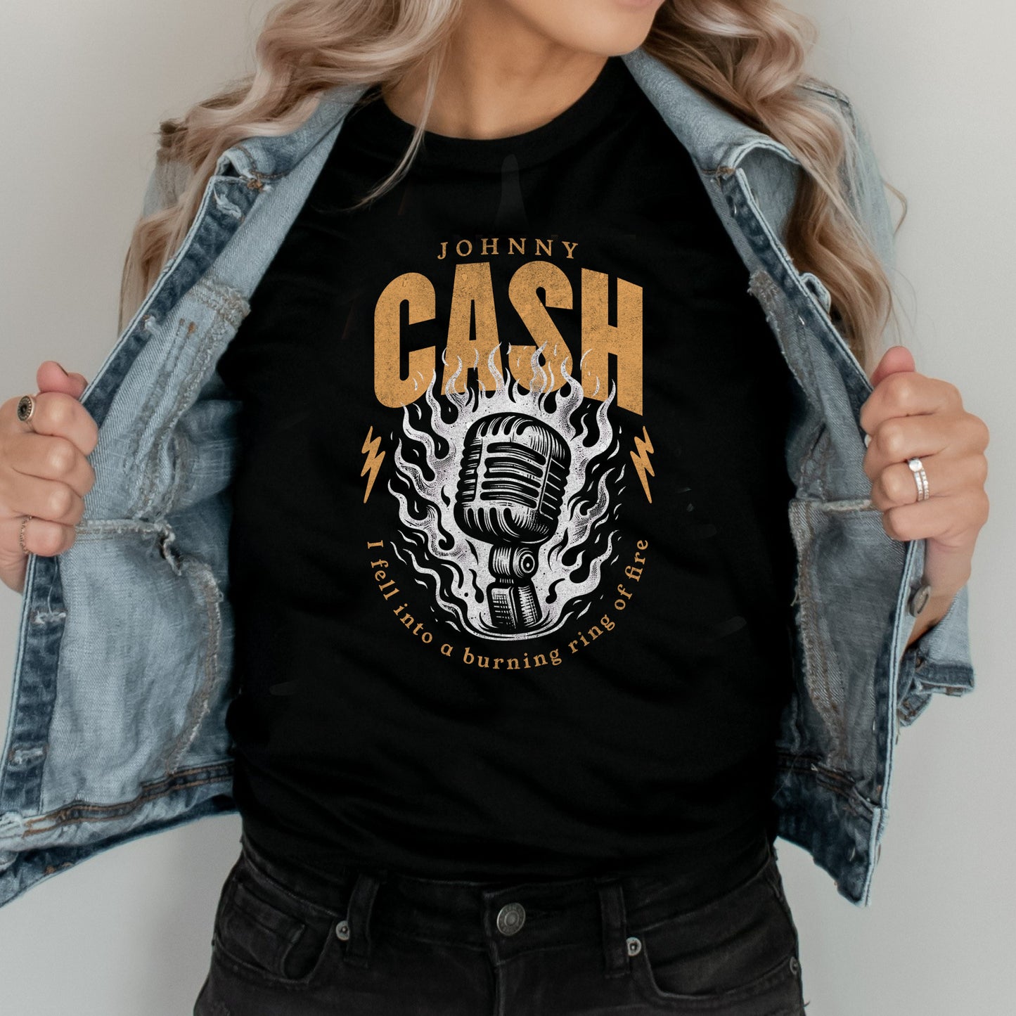 DTF Transfer Western Jonny Cash Ring Of Fire