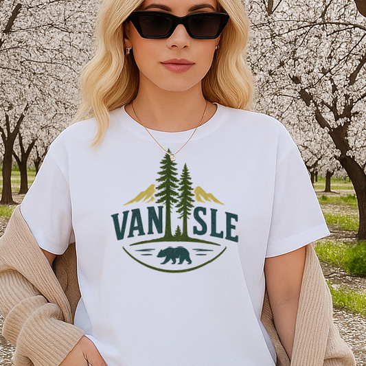 DTF Transfer Van Isle – Bear, Trees & Mountain Outdoor Graphic