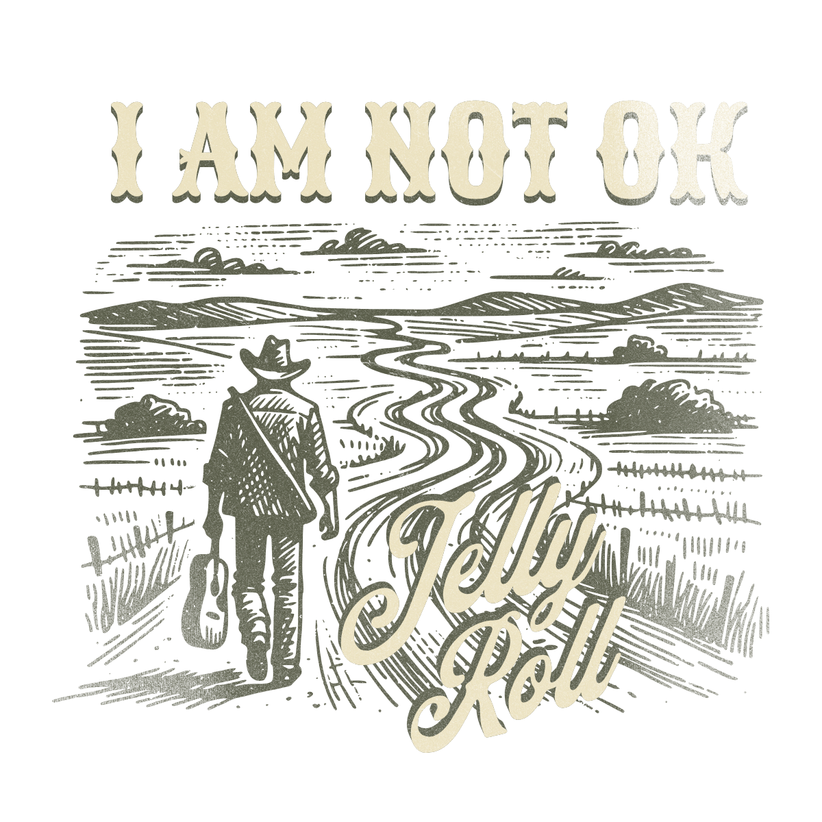 DTF Transfer Country Fall I am Not Ok Jelly Roll