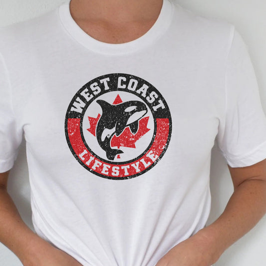 DTF Transfer West Coast Lifestyle – Orca Whale & Maple Leaf Circle Design