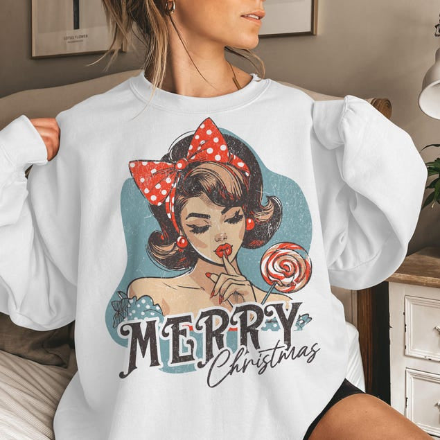 DTF Transfer – Retro Pin-Up Merry Christmas