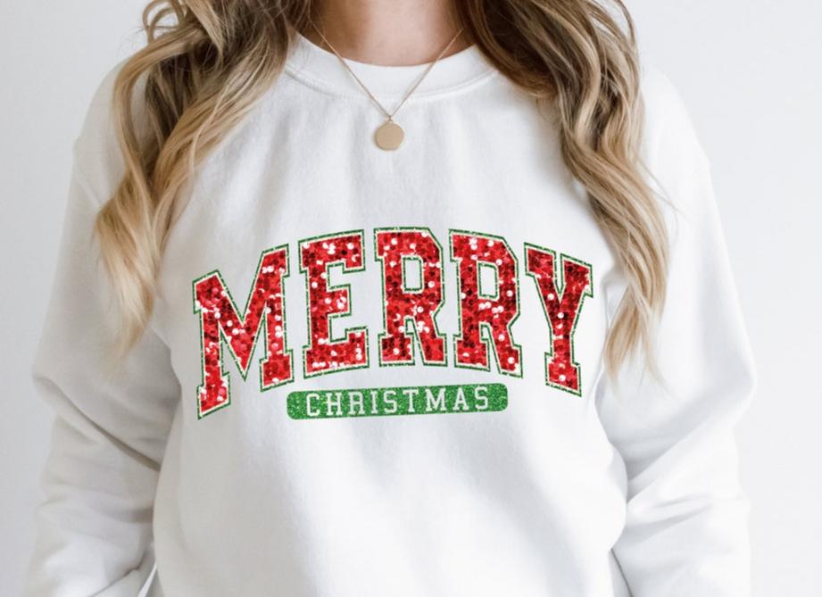 DTF Transfer Christmas Merry Christmas Flax Sparkles