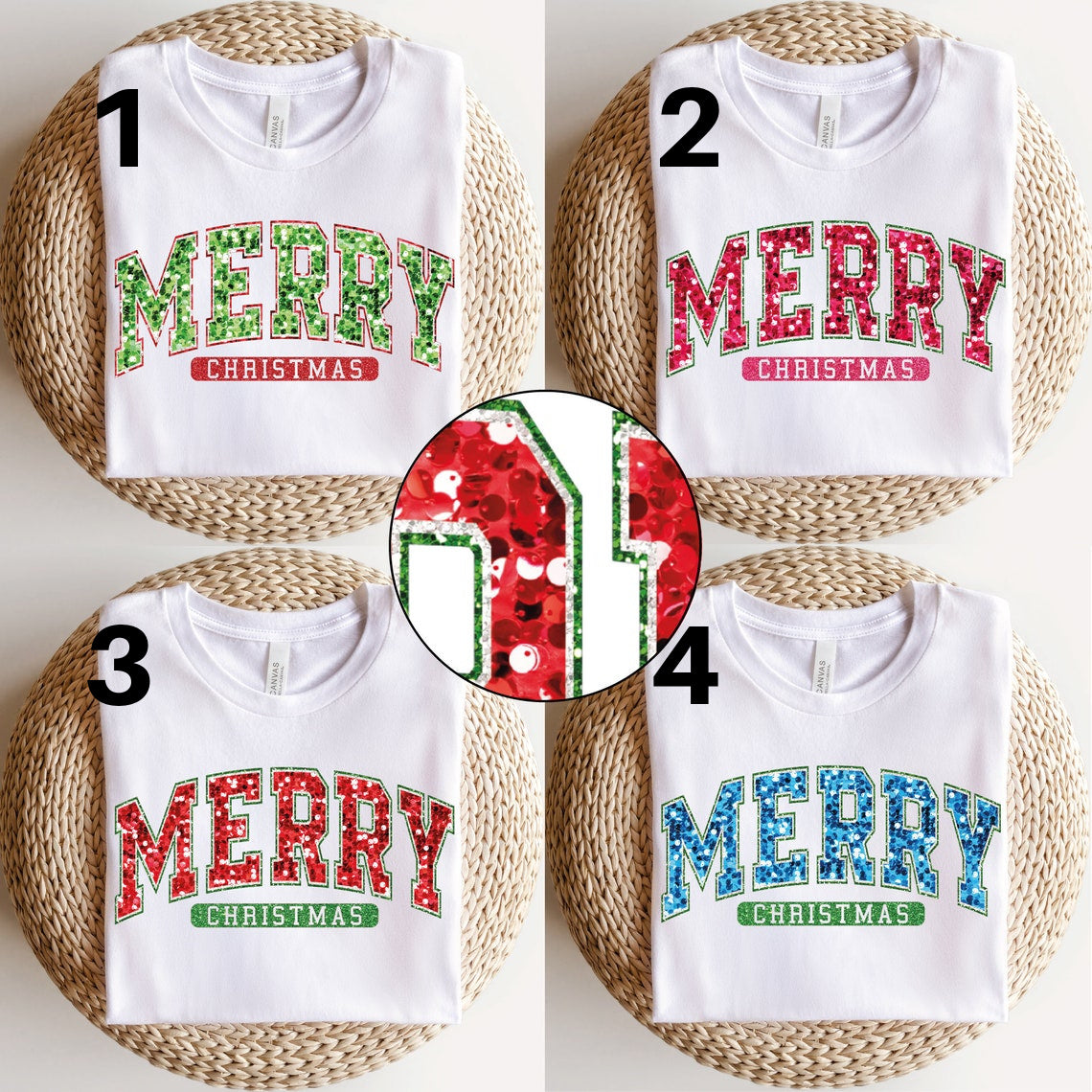 DTF Transfer Christmas Merry Christmas Flax Sparkles