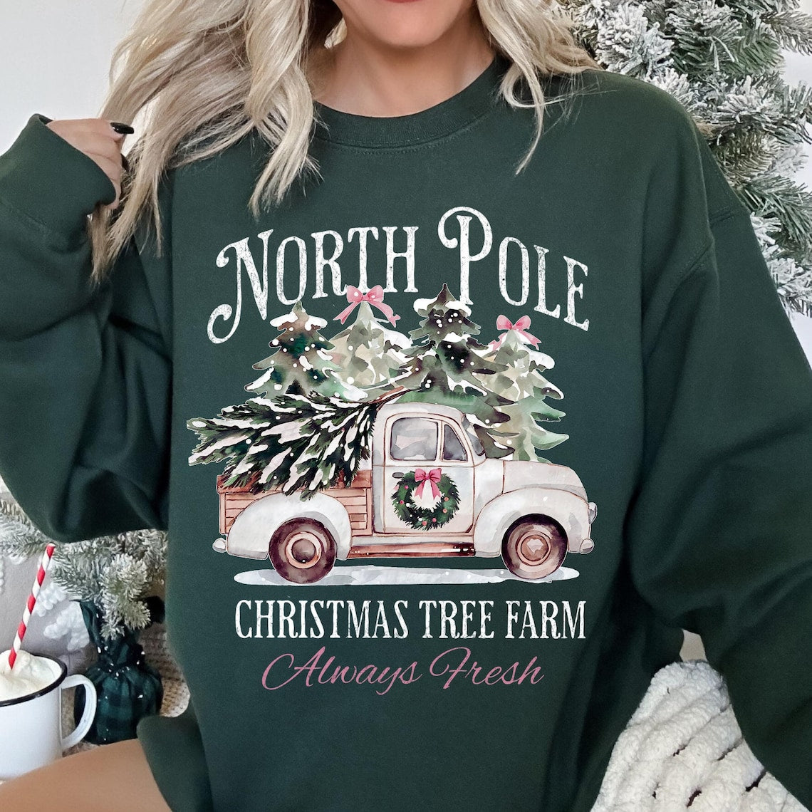 DTF Transfer Christmas North Pole Vintage Truck